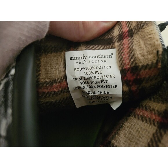 Simply Southern Collection Lace Up Rain Duck Boot Plaid Womens 6 Black White - Picture 5 of 7